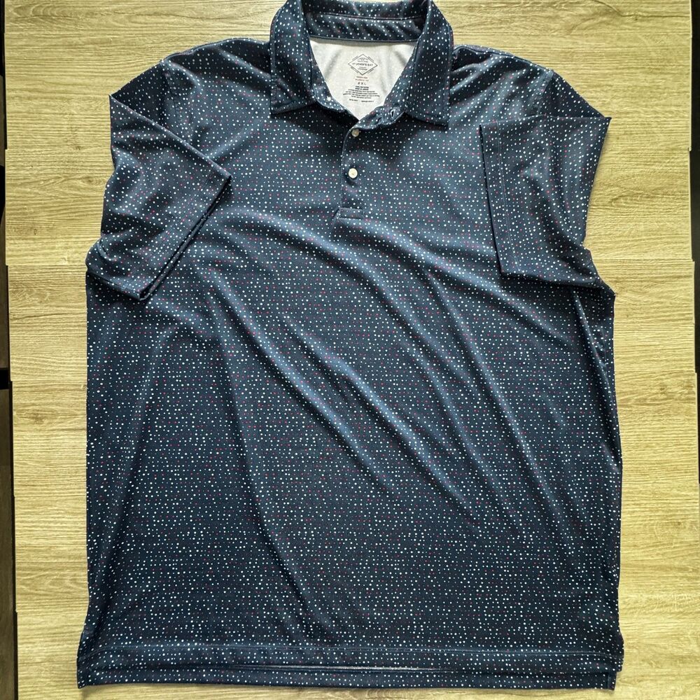 St John's Bay Polo Shirt - 2XL- Blue w/Red and White Dot pattern - Picture 2 of 6